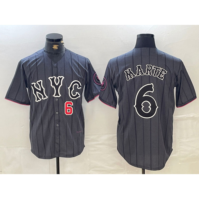 New York Mets #6 Starling Marte Gray JEROMEN 2024 City Connect Cool Base Stitched Jerseys