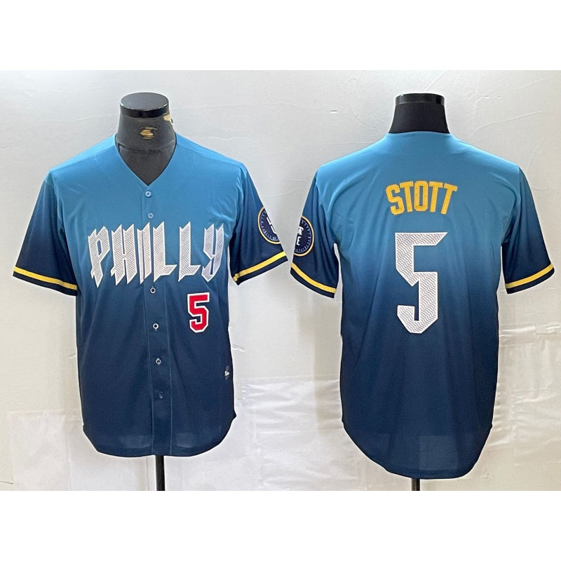 Philadelphia Phillies #5 Bryson Stott Blue JEROMEN 2024 City Player Number Cool Base Stitched Jerseys