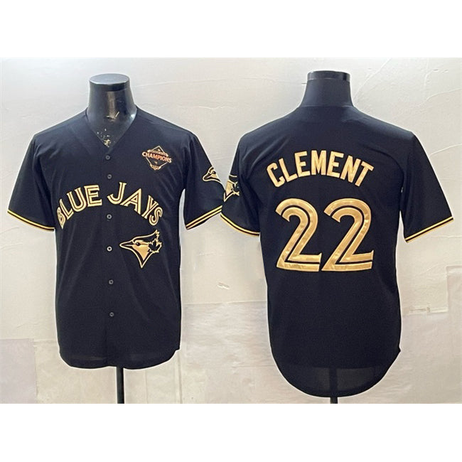 Toronto Blue Jays #22 Ernie Clement Black Gold JEROMEN 2025 American League Champions Limited Stitched Jersey