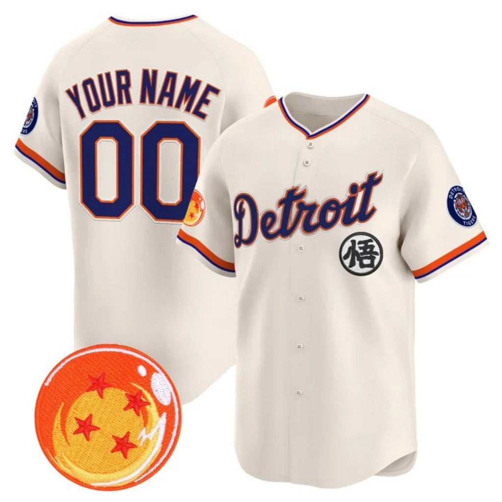 Custom Detroit Tigers x Dragon Ball Cream JEROMEN Vapor Premier Limited Jersey - All Stitched