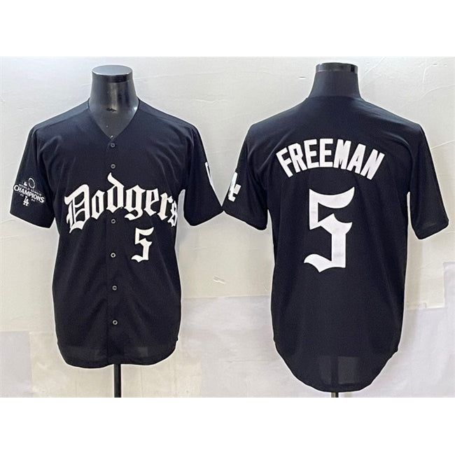 Los Angeles Dodgers #5 Freddie Freeman Black JEROMEN 2025 LA Gothic Style With 2024 World Series Champions Patch Vapor Premier Limited Stitched Jersey