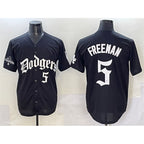 Los Angeles Dodgers #5 Freddie Freeman Black JEROMEN 2025 LA Gothic Style With 2024 World Series Champions Patch Vapor Premier Limited Stitched Jersey
