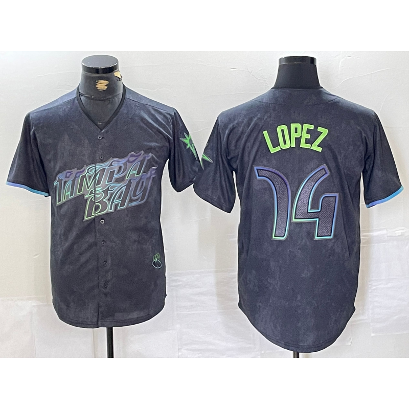 Tampa Bay Rays #14 Jacob Lopez Charcoal JEROMEN 2024 City Connect Limited Cool Base Jersey