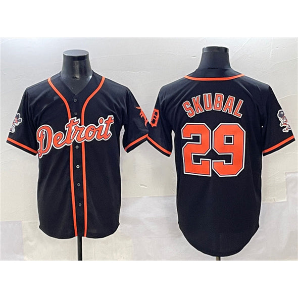 Detroit Tigers #29 Tarik Skubal Black JEROMEN With Patch Cool Base Stitched Jersey