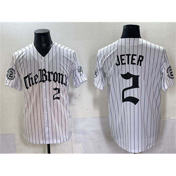 New York Yankees #2 Derek Jeter White JEROMEN Pinstripe 'Gothic Legacy Edition' Vapor Premier Limited Stitched Jersey