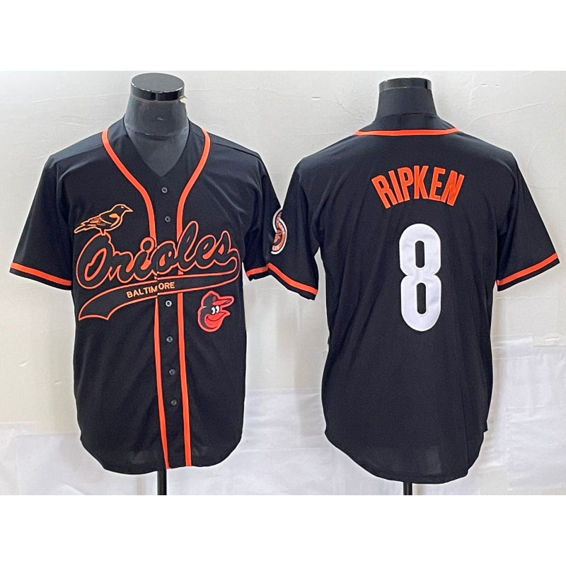 Baltimore Orioles #8 Cal Ripken Jr Black JEROMEN With Patch Cool Base Stitched Jersey