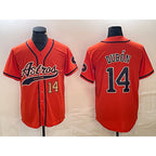 Houston Astros #14 Mauricio Dubon Number Orange JEROMEN With Patch Cool Base Stitched Jersey