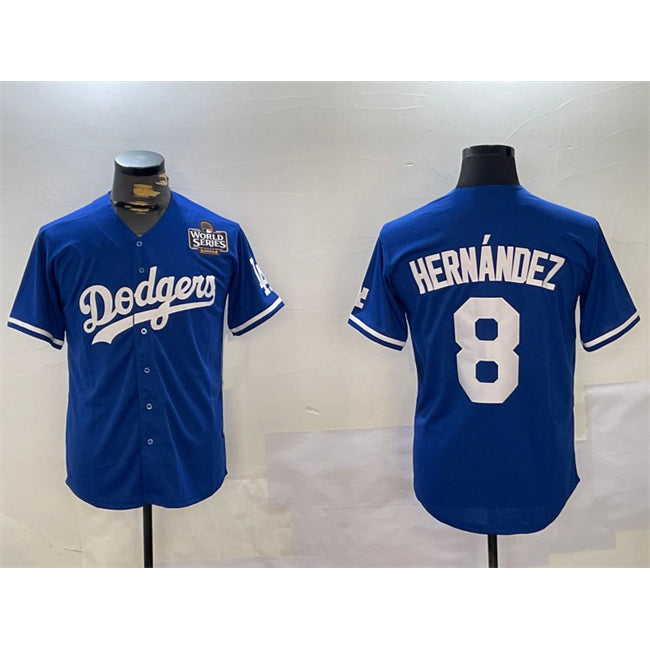 Los Angeles Dodgers #8 Enrique Hern¨¢ndez Royal JEROMEN 2024 World Series Cool Base Stitched Jersey