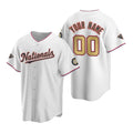 Custom Washington Nationals White Gold JEROMEN 2019 World Series Champions Stitched Cool Base Jersey