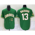 San Diego Padres #13 Manny Machado Number Green JEROMEN Cool Base Stitched Jersey