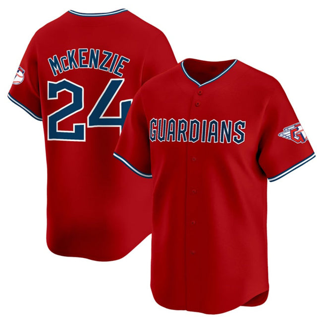 Cleveland Guardians #24 Triston McKenzie Red JEROMEN Alternate Limited Stitched Jersey