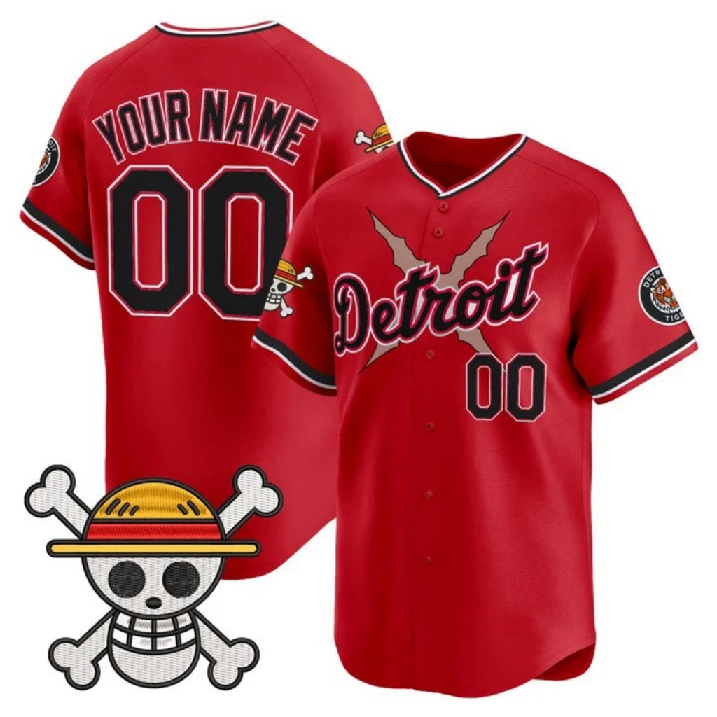 Custom Detroit Tigers x One Piece Red JEROMEN Vapor Premier Limited Jersey - Stitched