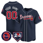 Custom Atlanta Braves Navy JEROMEN 2024 Spring Training Patch Limited Stitched Jersey