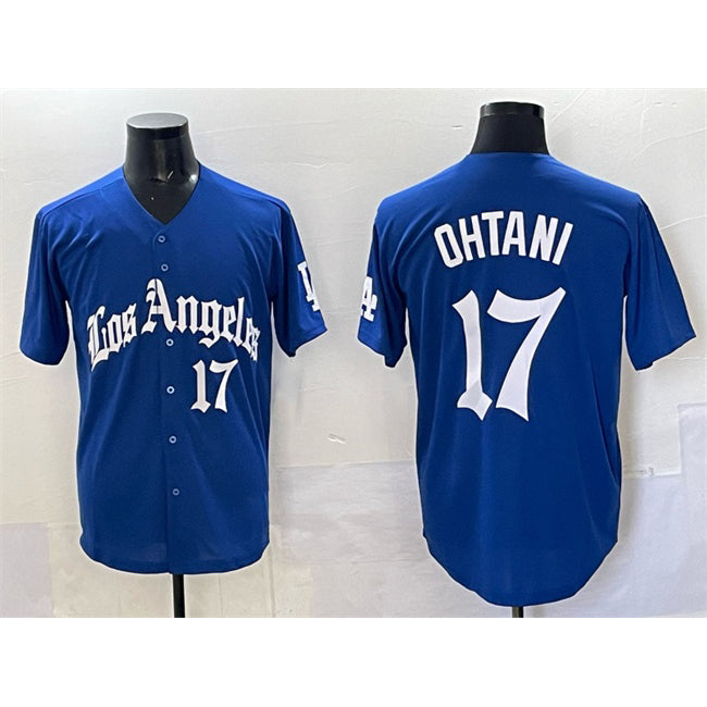 Los Angeles Dodgers #17 Shohei Ohtani Blue JEROMEN 2025 LA Gothic Style With Fernando Patch Vapor Premier Limited Stitched Jersey