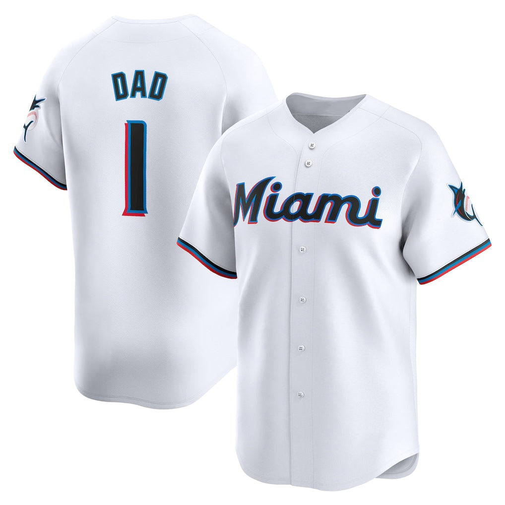 Miami Marlins #1 Dad White JEROMEN Home Limited Jersey