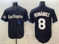 Los Angeles Dodgers #8 Enrique Hern¨¢ndez Black JEROMEN 2025 World Series Champions Patch 'Gothic Edition' Vapor Premier Limited Stitched Jersey