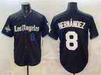 Los Angeles Dodgers #8 Enrique Hern¨¢ndez Black JEROMEN 2025 World Series Champions Patch 'Gothic Edition' Vapor Premier Limited Stitched Jersey