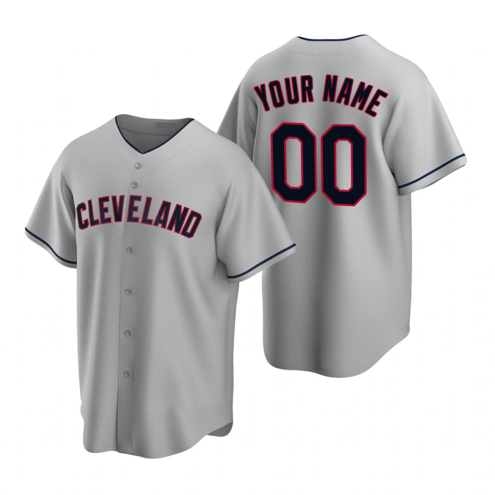 Custom Cleveland Indians Gray JEROMEN 2020 Stitched Cool Base Road Jersey