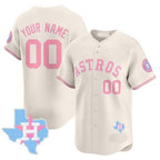 Custom Houston Astros Bubblegum Cream JEROMEN Vapor Premier Limited Jersey ¨C All Stitched