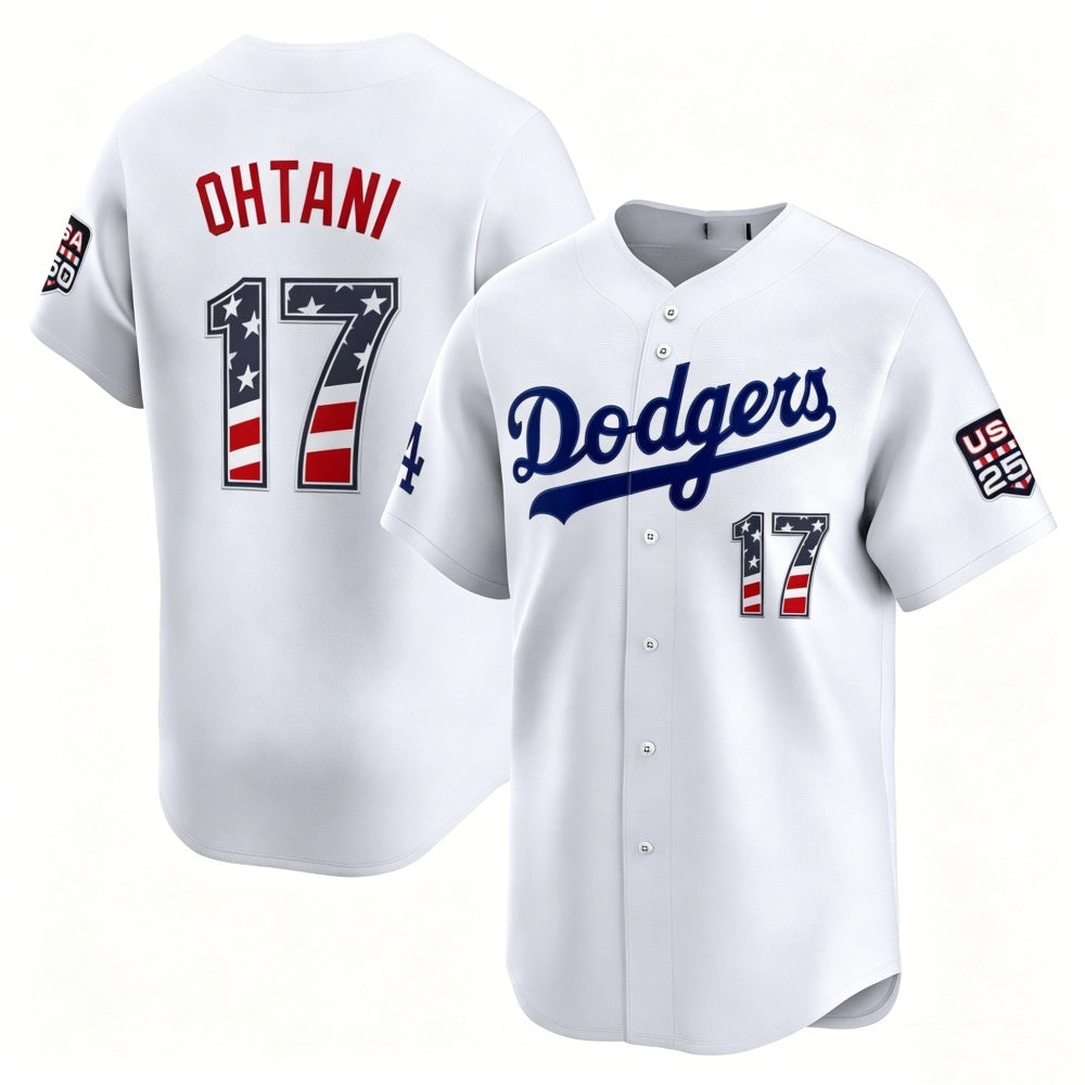 Los Angeles Dodgers #17 Shohei Ohtani White JEROMEN USA 250 Fourth of July Limited Stitched Jersey