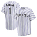 Colorado Rockies #1 Groom White JEROMEN Home Replica Jersey