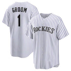 Colorado Rockies #1 Groom White JEROMEN Home Replica Jersey