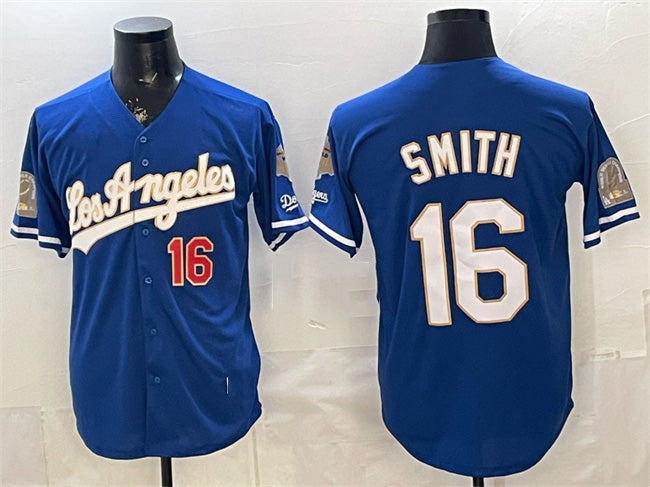 Los Angeles Dodgers #16 Will Smith Royal JEROMEN 2026 Gold Collection 9x & B2B Champs Patch Stitched Jersey