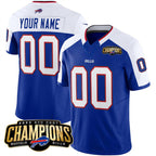Custom B.Bills Active Player Blue White JEROMEN 2023 F.U.S.E. AFC East Champions Ptach Stitched Jersey