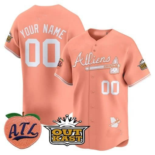 Custom Atlanta Braves Atliens & Peach Vapor Premier Limited Jersey ¨C All Stitched-Peach JEROMEN