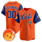 Custom New York Mets x Dragon Ball Royal Orange JEROMEN Vapor Premier Limited Jersey - All Stitched