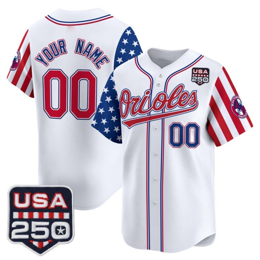 Custom Baltimore Orioles America 250 Edition Vapor Premier Limited White JEROMEN Stitched Jerseys