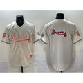 Atlanta Braves Team Big Logo Cream JEROMEN 2024 Atliens & Peach With Outkast Patch Vapor Limited Stitched Jersey