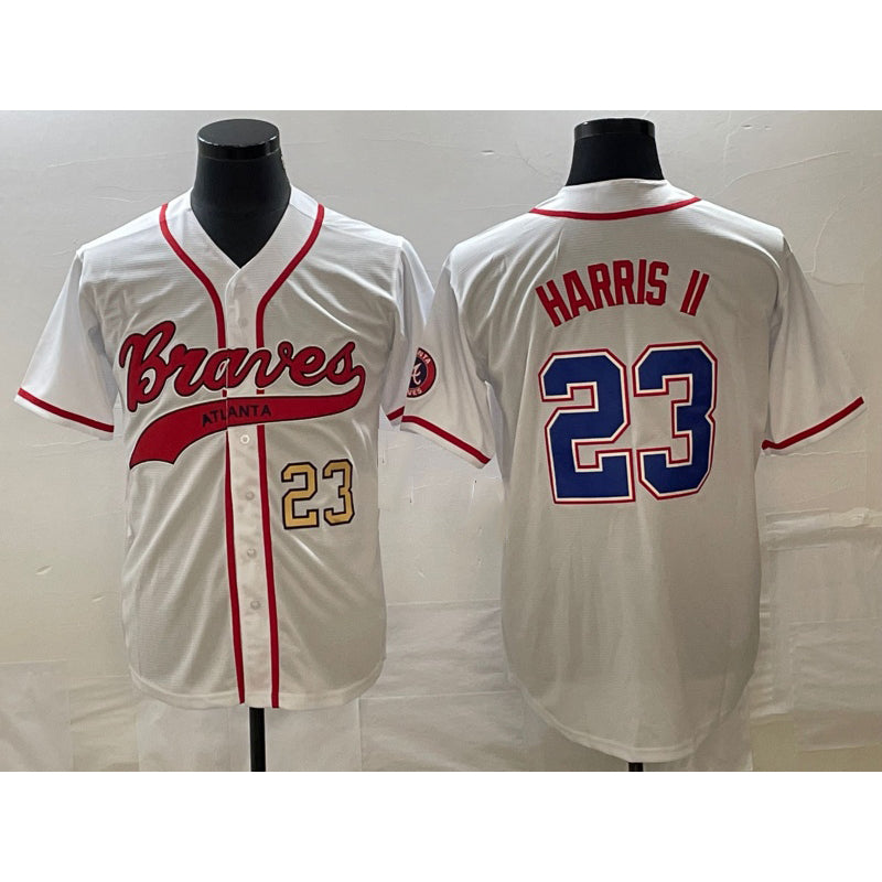 Atlanta Braves #23 Michael Harris II Number White JEROMEN Cool Base With Patch Stitched Jersey