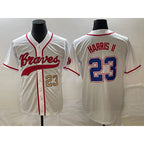 Atlanta Braves #23 Michael Harris II Number White JEROMEN Cool Base With Patch Stitched Jersey