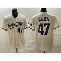 Minnesota Twins #47 Edouard Julien Number Cream JEROMEN Cool Base Stitched Jersey