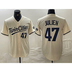 Minnesota Twins #47 Edouard Julien Number Cream JEROMEN Cool Base Stitched Jersey