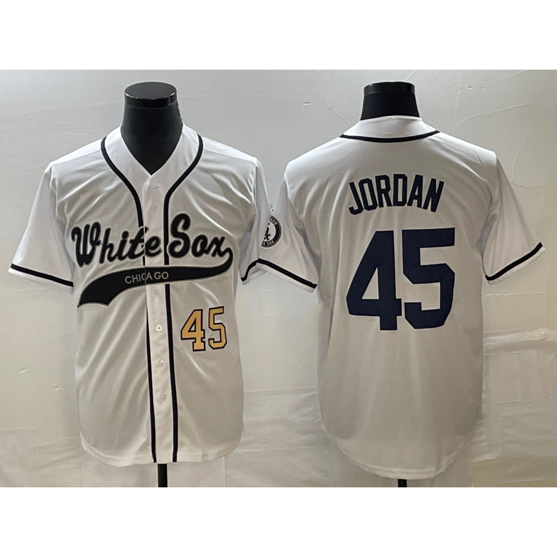 Chicago White Sox #45 Michael Jordan Number White JEROMEN Cool Base Stitched Jersey