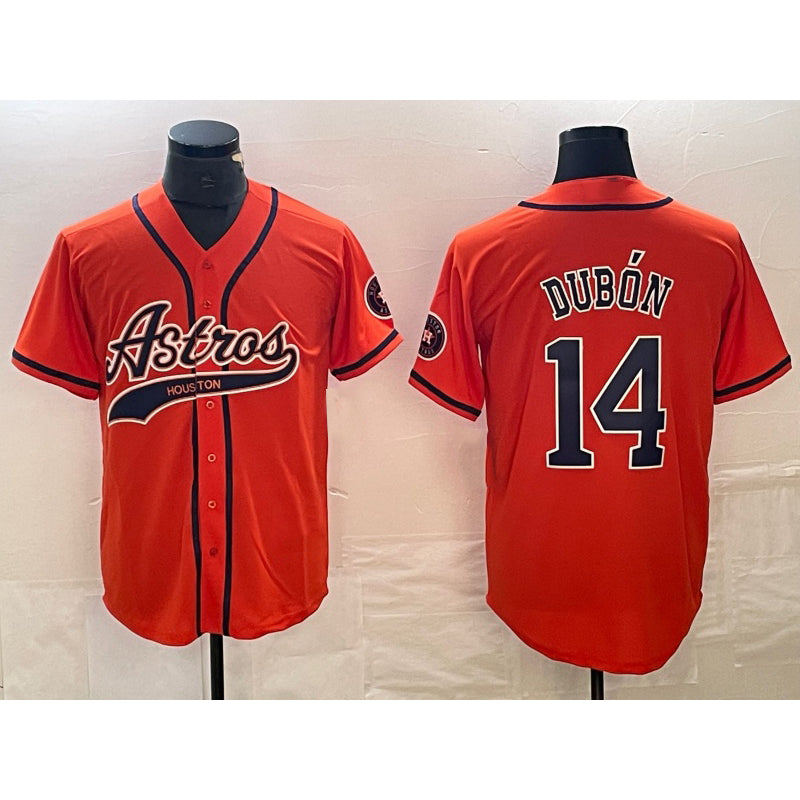 Houston Astros #14 Mauricio Dubon Orange JEROMEN With Patch Cool Base Stitched Jersey
