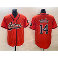 Houston Astros #14 Mauricio Dubon Orange JEROMEN With Patch Cool Base Stitched Jersey