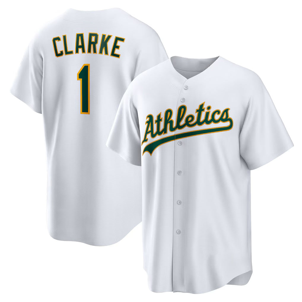 Oakland Athletics #1 Denzel Clarke White JEROMEN Home Replica Jersey