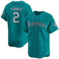 Seattle Mariners #2 Justin Turner Aqua JEROMEN Alternate Limited Stitched jersey