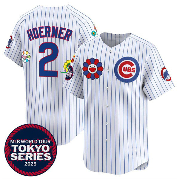 Chicago Cubs #2 Nico Hoerner White JEROMEN 2025 Tokyo Series Limited Stitched Jersey