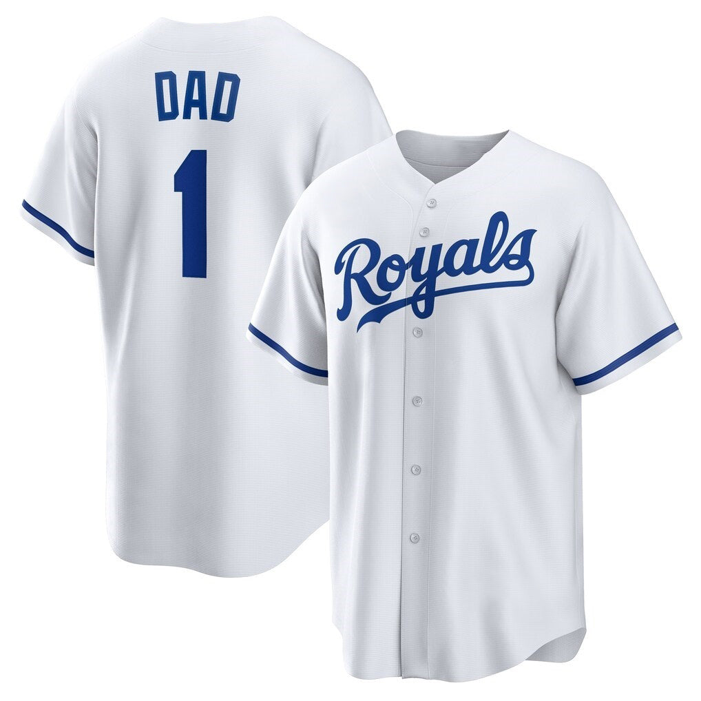 Kansas City Royals #1 Dad White JEROMEN Home Replica Jersey