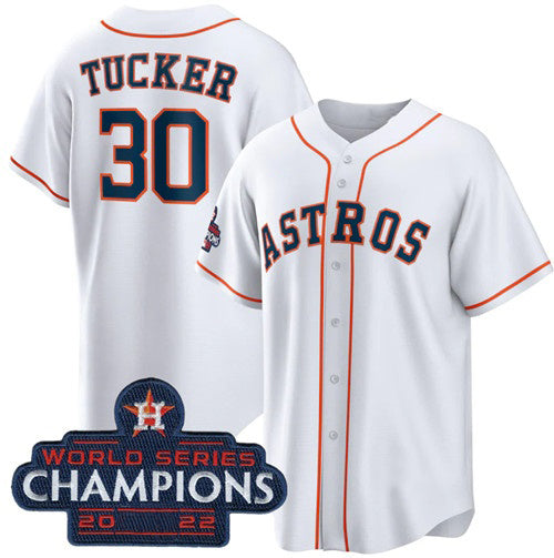 Houston Astros #30 Kyle Tucker White JEROMEN 2022 World Series Champions Home Stitched Jersey