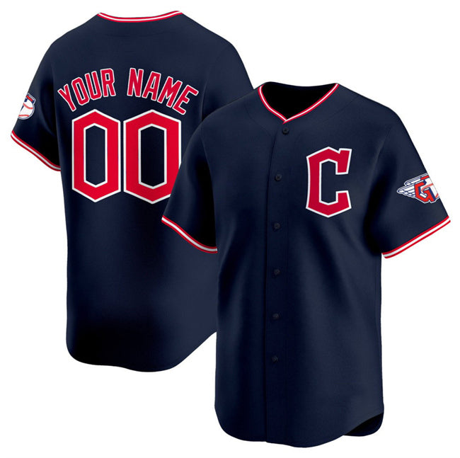 Custom Cleveland Guardians Active Player Navy JEROMEN 2025 Alternate Limited Stitched Jersey