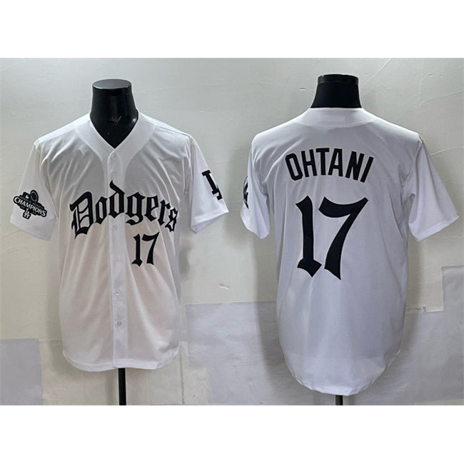 Los Angeles Dodgers #17 Shohei Ohtani White JEROMEN 2025 LA Gothic Style With 2024 World Series Champions Patch Vapor Premier Limited Stitched Jersey