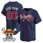 Custom Atlanta Braves x One Piece Navy JEROMEN Vapor Premier Limited Jersey - Stitched