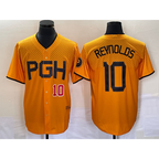 Pittsburgh Pirates #10 Bryan Reynolds Number Gold JEROMEN 2023 City Connect Stitched Jersey 3