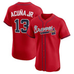 Atlanta Braves #13 JEROMENld Acu?a Jr. Red JEROMEN Alternate 2 Elite Jersey