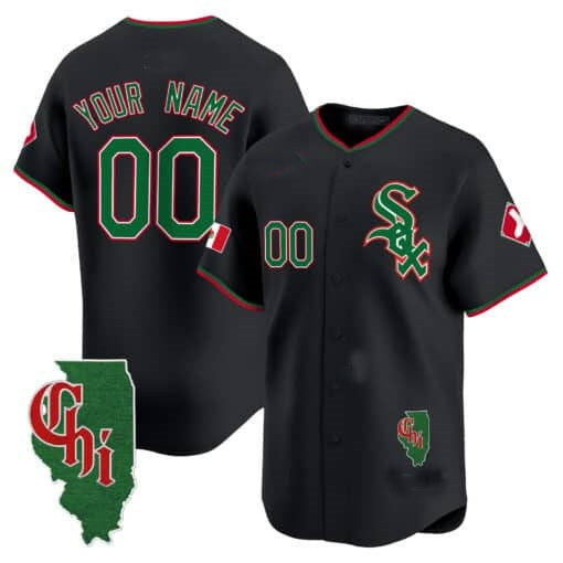 Custom Chicago White Sox Mexico Vapor Premier Limited Jersey ¨C Illinois Patch ¨C Black JEROMEN